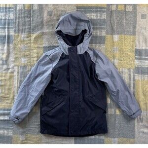 Cat & Jack Dark & Light Blue Snap Zip Closure Hooded Rain Jacket + Zip Vest Sz S